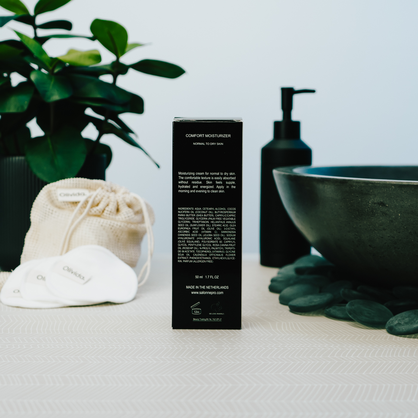 Spa salonnepro 2021 - Comfort Moisturizer - Olivida achterkant verpakking