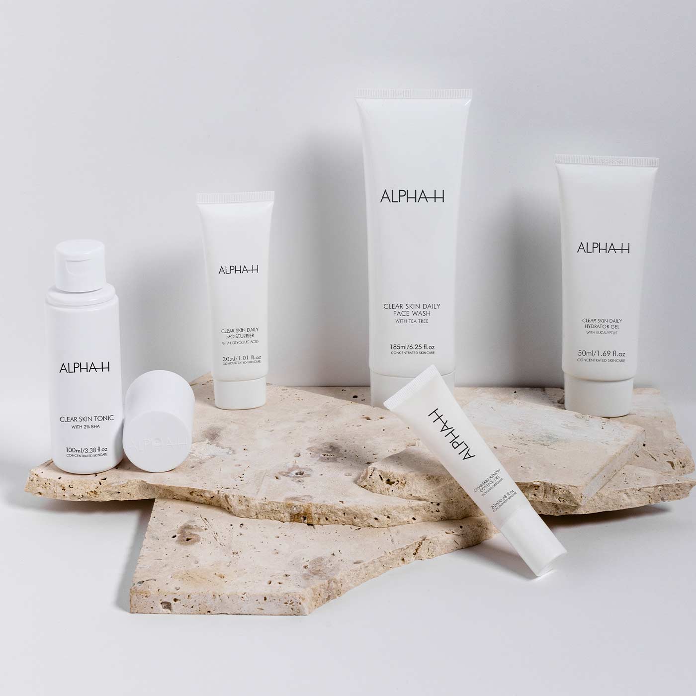 ALPHA H Clear Skin face body wash display