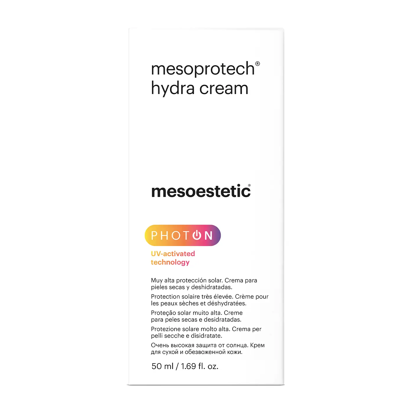 Mesoestetic - Mesoprotech® - Hydra Cream - SPF 50 - doosje achterkant