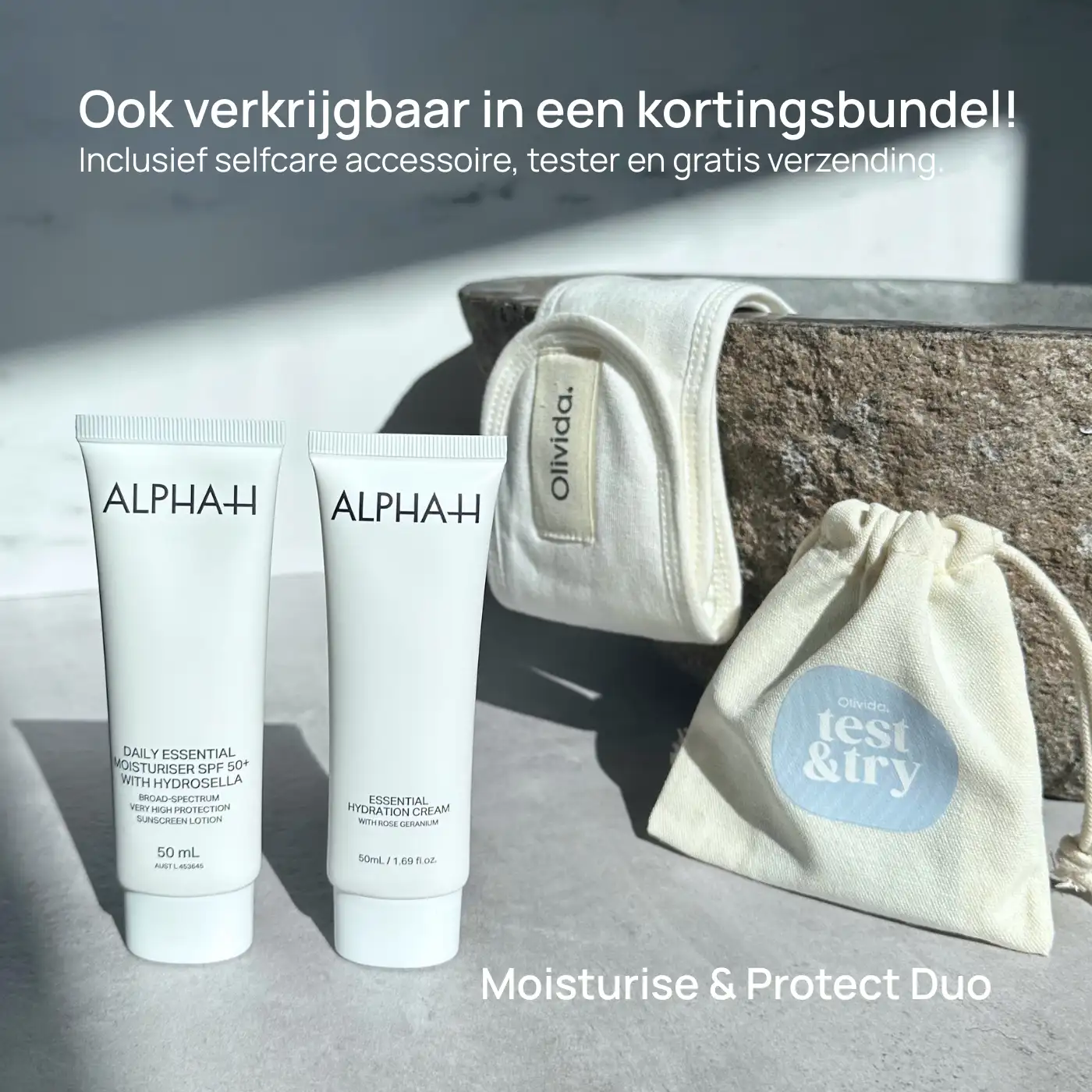 ALPHA-H Moisturize Protect Duo Bundel SPF50 Hydration Cream Olivida Copyright Korting