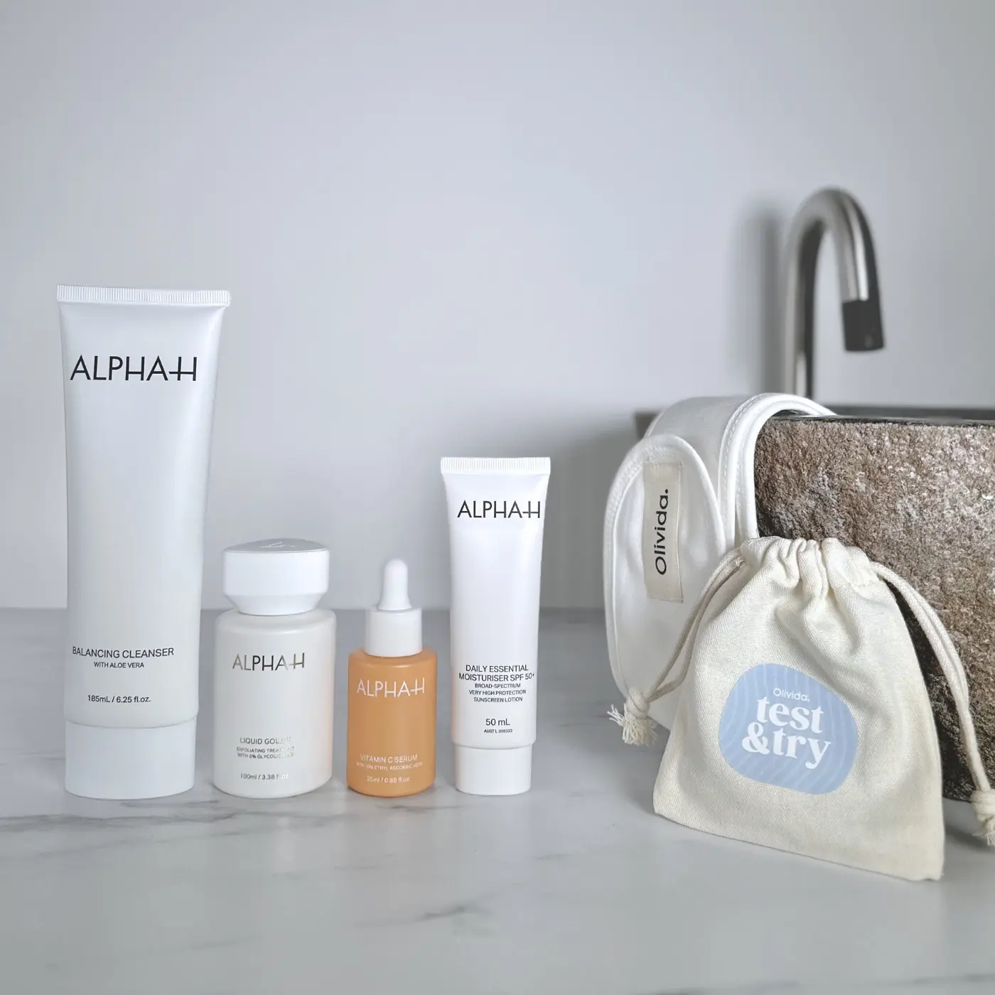 ALPHA-H Pregnancy Essentials Balancing Cleanser Liquid Gold Vitamin-C SPF 50 Olivida Copyright