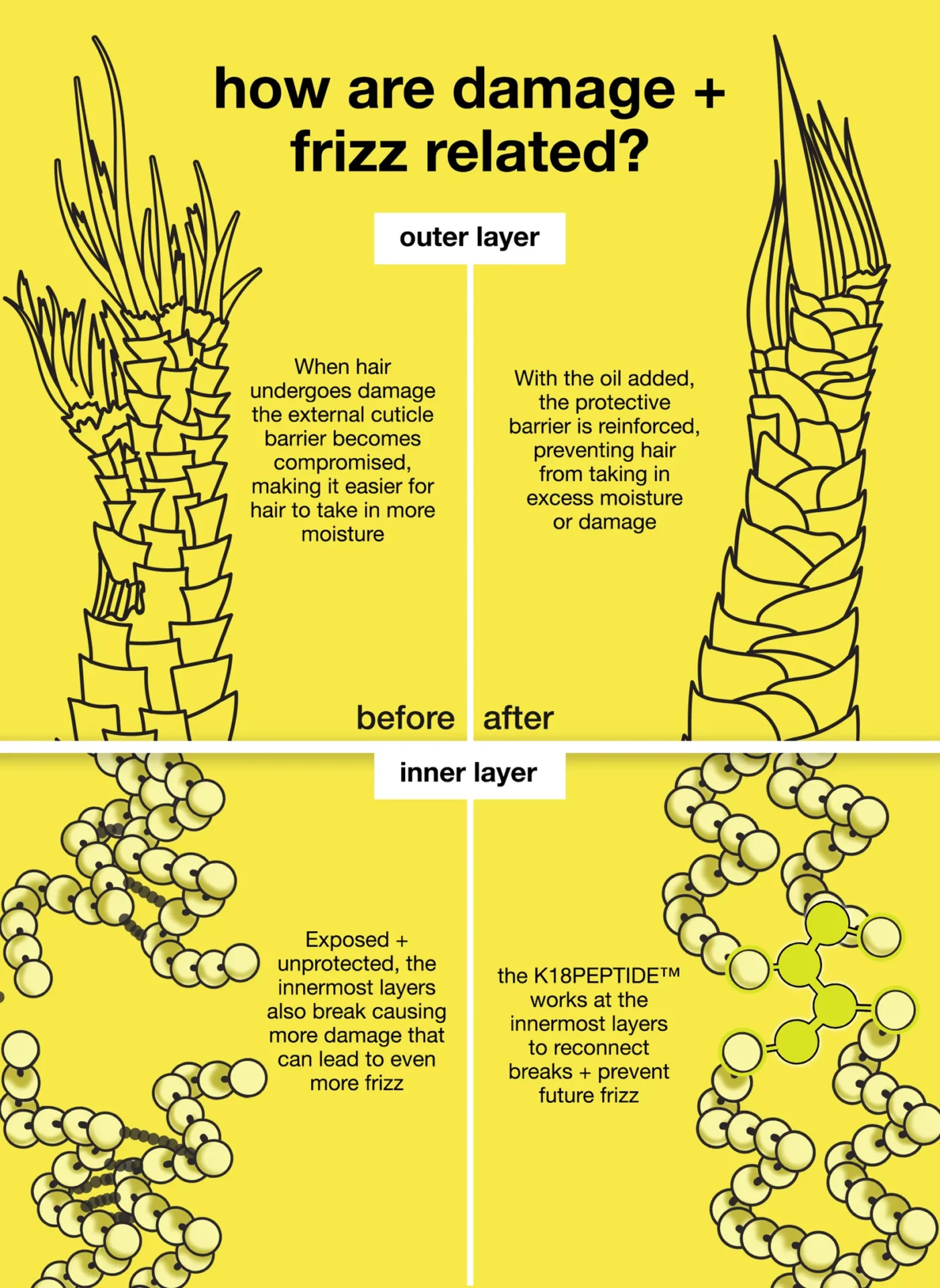 K18 - Molecular Repair - hair oil - Haarolie - 30ML - Infographic - Before After
