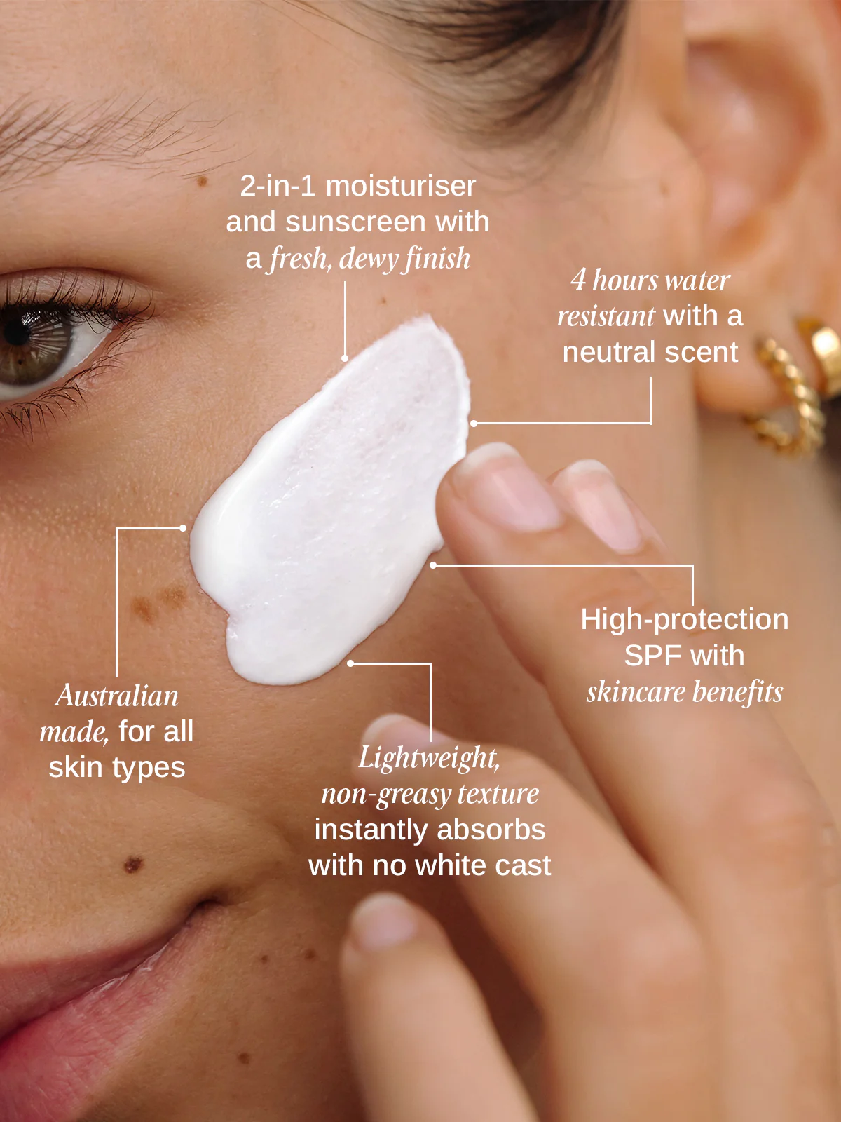 ALPHA-H - Dagcreme SPF - Daily Essential Moisturiser - SPF50+ - Infographic Benefits