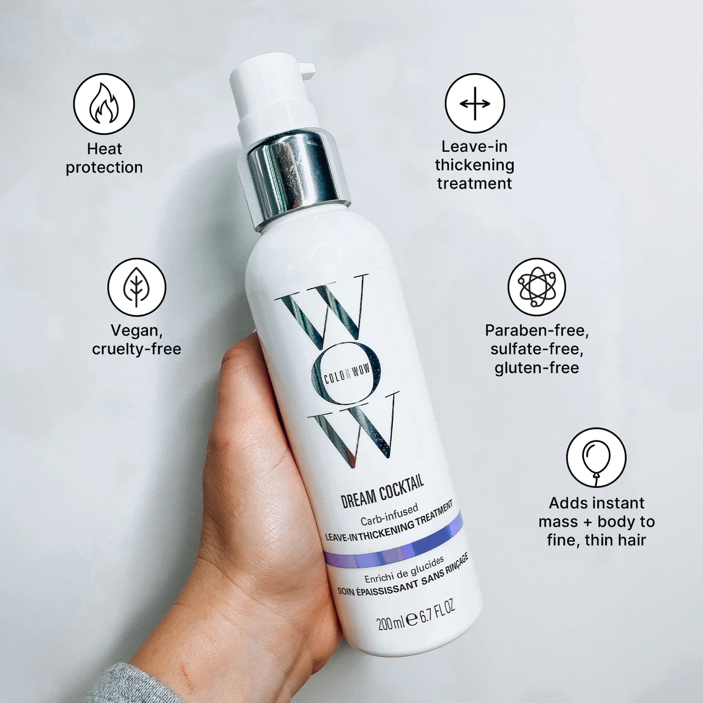 Color Wow - Dream Cocktail - Carb Infused - Leave-in Treatment - conditioner - 200ML - Infographic